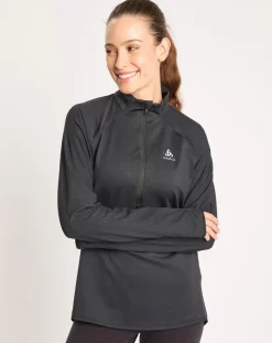 Femme Odlo Pulls^Pull de running 1/2 zip Zeroweight noir