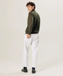 Pull Edmond 100% laine col rond vert kaki-Rodier New