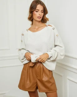 Pull Ella ecru-Fleur de cachemire Outlet