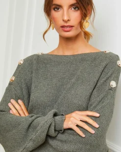 Femme Fleur de cachemire Pulls^Pull Ella kaki