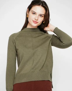 Pull Emilie kaki-Cachemire & Jo Sale