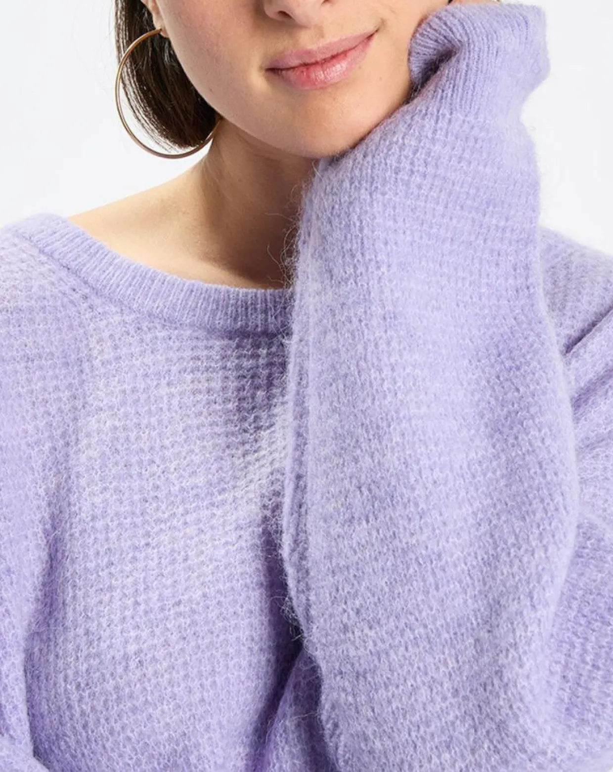 Femme Marc O'Polo Pulls^Pull en Alpaga & Laine mélangés gaufré violet clair