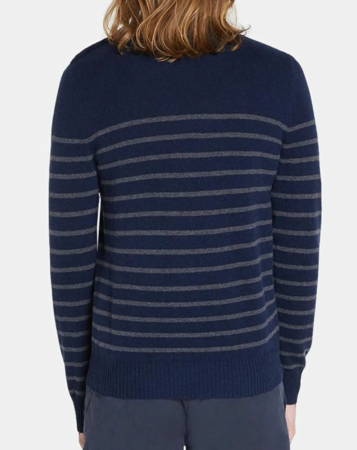 Homme Galeries Lafayette Pulls^Pull en Cachemire & Laine Memarino rayé col rond bleu marine