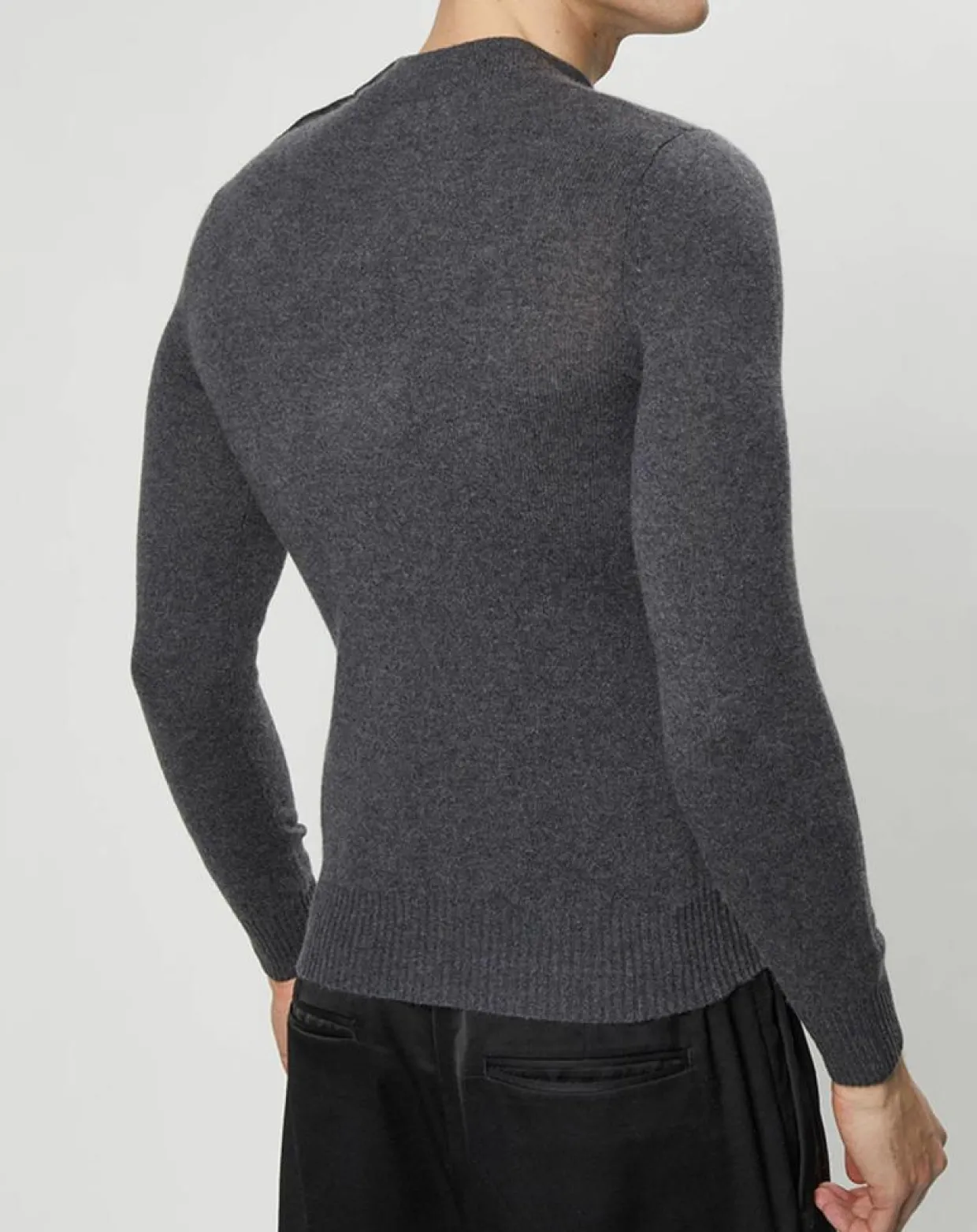 Pull en Cachemire & Laine Mesailor col rond gris foncé-Galeries Lafayette Clearance