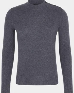 Pull en Cachemire & Laine Mesailor col rond gris foncé-Galeries Lafayette Clearance