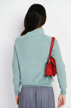 Femme Assuili Pulls^Pull en Cachemire & Soie mélangés col montant boutonné jade