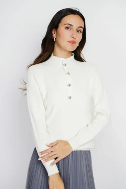 Femme Assuili Pulls^Pull en Cachemire & Soie mélangés col montant boutonné naturel