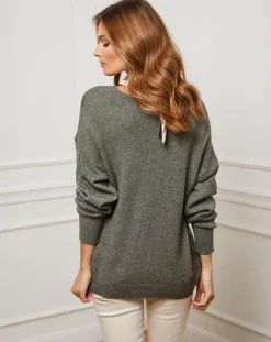 Pull en Cachemire mélangé Abigael kaki-Fleur de cachemire
