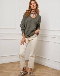 Pull en Cachemire mélangé Abigael kaki-Fleur de cachemire