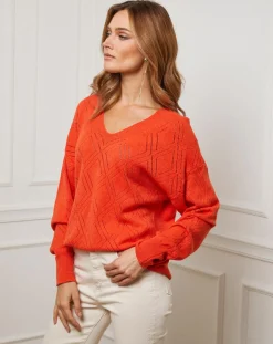 Pull en Cachemire mélangé Abigael orange-Fleur de cachemire New