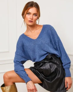 Pull en Cachemire mélangé Abigael indigo-Fleur de cachemire Best