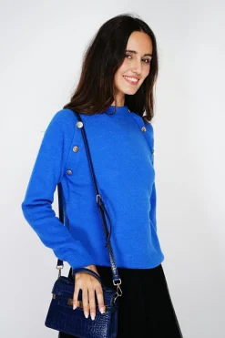 Pull en Cachemire mélangé boutons fantaisie royal-C&Jo Clearance