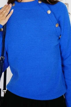 Pull en Cachemire mélangé boutons fantaisie royal-C&Jo Clearance