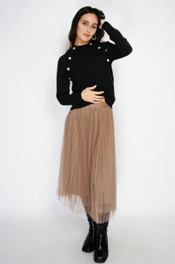 Pull en Cachemire mélangé boutons fantaisie noir-C&Jo Best