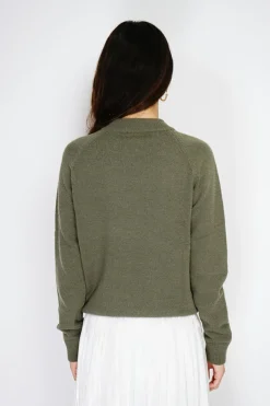 Pull en Cachemire mélangé boutons fantaisie kaki-C&Jo Clearance