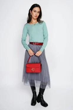 Pull en Cachemire mélangé col rond jade-Assuili Online