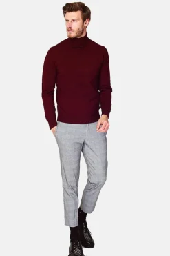 Homme C&Jo Pulls^Pull en Cachemire mélangé col roulé bordeaux