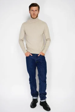 Homme C&Jo Pulls^Pull en Cachemire mélangé col roulé camel