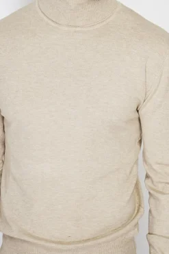 Homme C&Jo Pulls^Pull en Cachemire mélangé col roulé camel