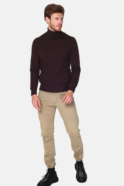 Homme C&Jo Pulls^Pull en Cachemire mélangé col roulé café