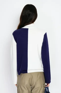 Pull en Cachemire mélangé col montant naturel/nuit-Assuili Online