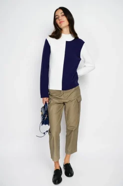 Pull en Cachemire mélangé col montant naturel/nuit-Assuili Online