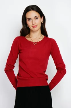 Femme Assuili Sweats^Pull en Cachemire mélangé col rond rouge