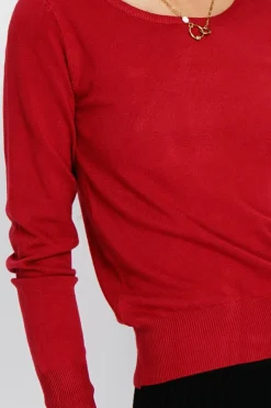 Femme Assuili Sweats^Pull en Cachemire mélangé col rond rouge