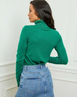Femme Soft Cashmere Pulls^Pull en Cachemire mélangé col roulé Jade vert gazon
