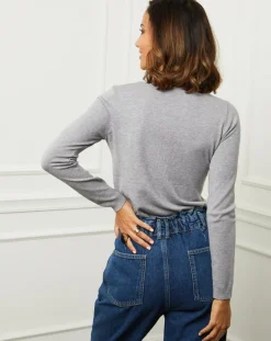 Pull en Cachemire mélangé Célia gris-Soft Cashmere