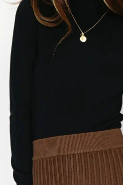 Pull en Cachemire mélangé col montant noir-Assuili