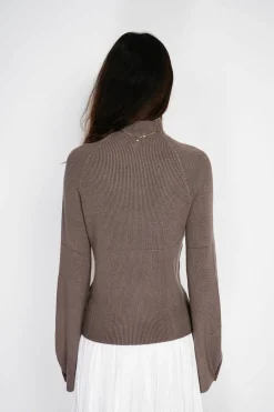 Femme C&Jo Pulls^Pull en Cachemire mélangé col montant taupe