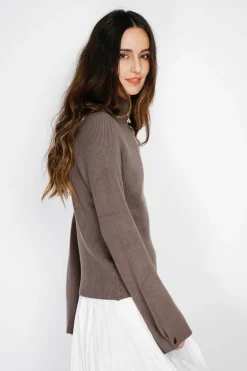 Femme C&Jo Pulls^Pull en Cachemire mélangé col montant taupe