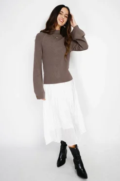 Femme C&Jo Pulls^Pull en Cachemire mélangé col montant taupe