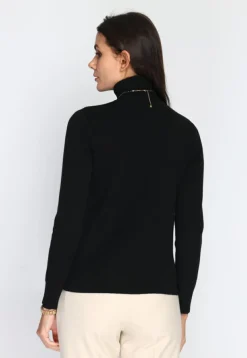 Femme C&Jo Pulls^Pull en Cachemire mélangé col roulé fourré thermique noir