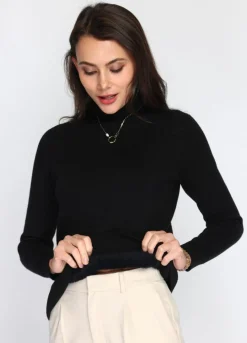 Femme C&Jo Pulls^Pull en Cachemire mélangé col roulé fourré thermique noir