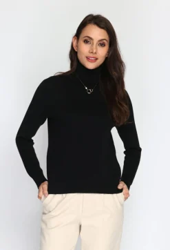 Femme C&Jo Pulls^Pull en Cachemire mélangé col roulé fourré thermique noir