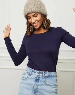 Pull en Cachemire mélangé Célia marine-Soft Cashmere
