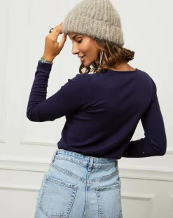 Pull en Cachemire mélangé Célia marine-Soft Cashmere