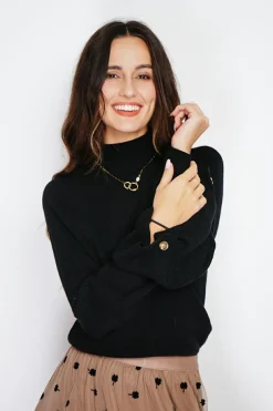 Femme C&Jo Pulls^Pull en Cachemire mélangé col montant noir