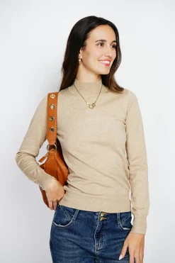 Femme Assuili Pulls^Pull en Cachemire mélangé col montant camel