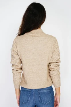 Pull en Cachemire mélangé col boutonné désert-C&Jo Online