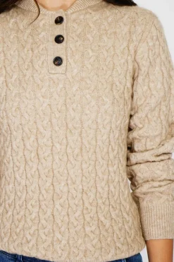 Pull en Cachemire mélangé col boutonné désert-C&Jo Online