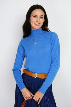 Femme Assuili Pulls^Pull en Cachemire mélangé col montant azur
