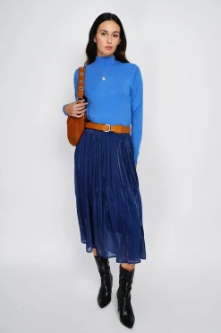 Femme Assuili Pulls^Pull en Cachemire mélangé col montant azur