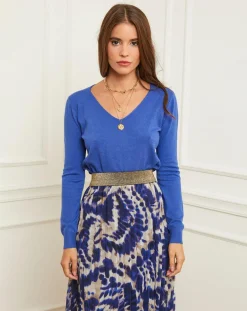 Pull en Cachemire mélangé Florianne bleu royal-Soft Cashmere Clearance