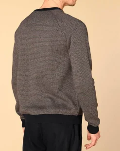 Pull en Cachemire mélangé Isidoro imprimé gris chiné/ marine/piment-Harris Wilson Sale