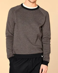 Pull en Cachemire mélangé Isidoro imprimé gris chiné/ marine/piment-Harris Wilson Sale