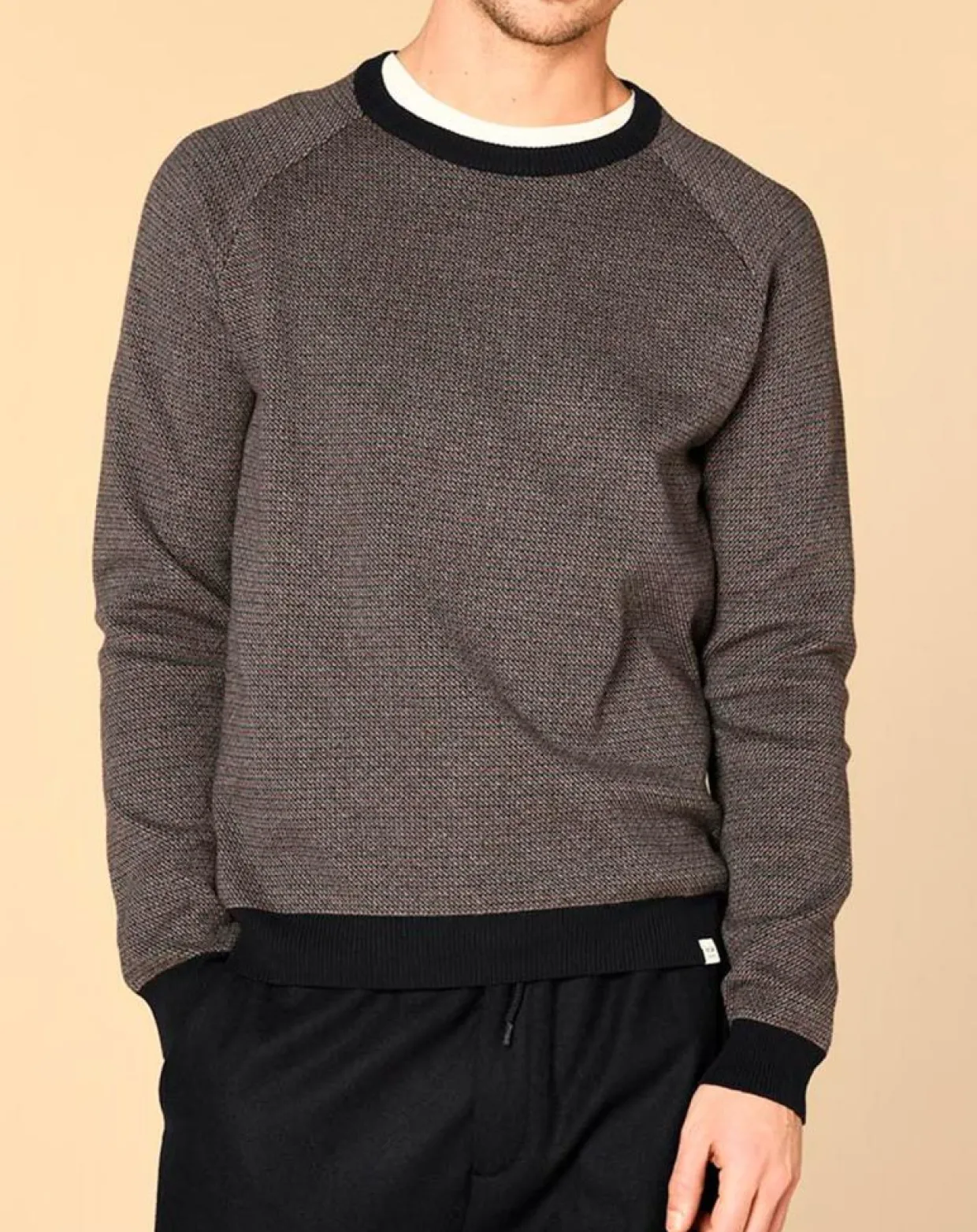 Pull en Cachemire mélangé Isidoro imprimé gris chiné/ marine/piment-Harris Wilson Sale