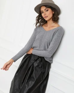 Pull en Cachemire mélangé Jennie gris-La Petite Parisienne Outlet